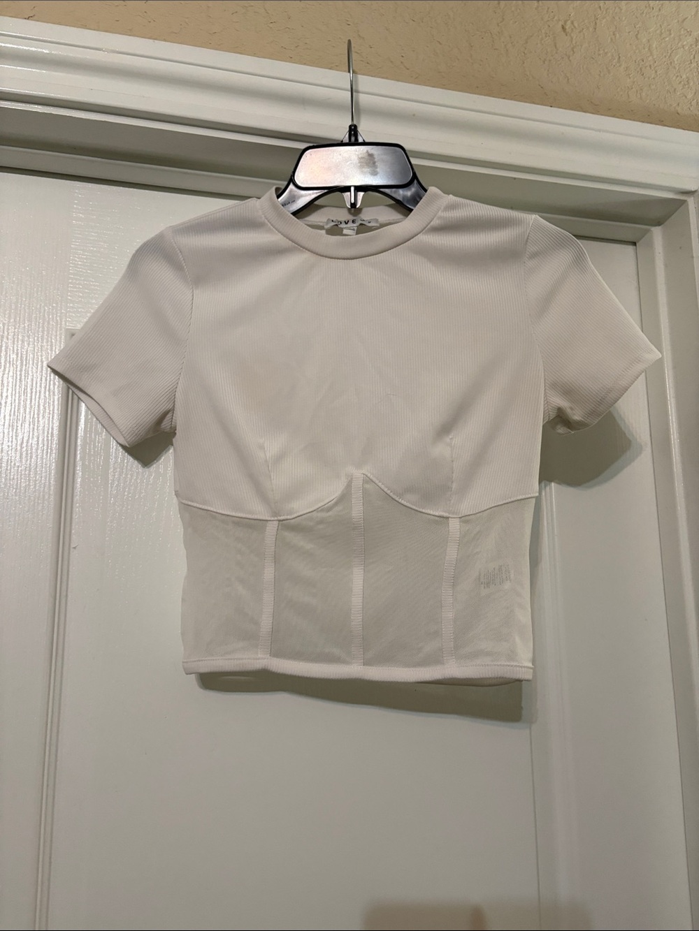 love J White Short-Sleeve Cropped Corset Top